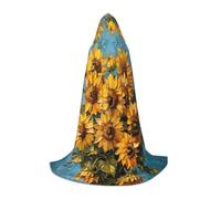 JEJEA Pittura ad olio Stampa Girasole Halloween Cosplay Festa di Natale Abiti Con Cappuccio Mago Veste Mantello di Halloween Rinascimento Medievale