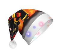 JEJEA Pompiere Stampa Pompiere Cappello di Babbo Natale Adulto Led, Cappello di Natale Con Luci Per Le Donne E Gli Uomini Di Capodanno Forniture Del Part
