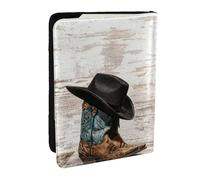 JEJEA Porta passaporto con stampa cappello e stivali da cowboy, organizer da viaggio per carte di credito, passaporto, portafoglio per viaggi, Nero , Taglia unica