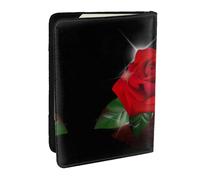 JEJEA Portadocumenti da viaggio con stampa di rose rosse, per carte di credito, passaporto, libri, passaporto, portafoglio per viaggi, Nero , Taglia unica