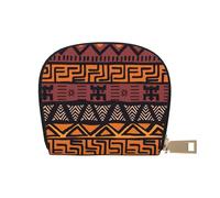 JEJEA Portafoglio porta carte di credito africano in tessuto di fango tribale, piccolo portafoglio porta carte con cerniera, porta carte in pelle, bianco, Taglia unica