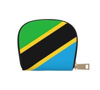 JEJEA Portafoglio porta carte di credito con stampa bandiera della Tanzania, piccolo portafoglio porta carte con cerniera, porta carte in pelle, bianco, Taglia unica