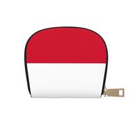 JEJEA Portafoglio porta carte di credito con stampa bandiera di Monaco, piccolo portafoglio porta carte con cerniera, porta carte in pelle, bianco, Taglia unica
