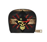 JEJEA Portafoglio porta carte di credito con stampa bandiera pirata, piccolo portafoglio porta carte con cerniera, porta carte in pelle, bianco, Taglia unica