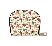 JEJEA Portafoglio porta carte di credito con stampa cavallo cowboy, piccolo portafoglio porta carte con cerniera, porta carte in pelle, bianco, Taglia unica