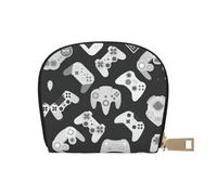 JEJEA Portafoglio porta carte di credito con stampa controller di gioco, piccolo portafoglio porta carte con cerniera, porta carte in pelle, bianco, Taglia unica