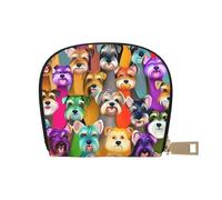 JEJEA Portafoglio porta carte di credito con stampa di cani Schnauzer a olio, piccolo portafoglio porta carte con cerniera, porta carte in pelle, bianco, Taglia unica