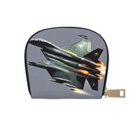JEJEA Portafoglio porta carte di credito con stampa Jet Fighter, piccolo portafoglio porta carte con cerniera, porta carte in pelle, bianco, Taglia unica