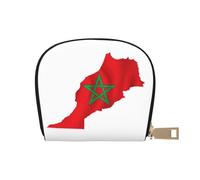 JEJEA Portafoglio porta carte di credito con stampa mappa bandiera del Marocco, piccolo portafoglio porta carte con cerniera, porta carte in pelle, bianco, Taglia unica