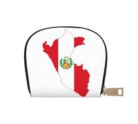 JEJEA Portafoglio porta carte di credito con stampa mappa bandiera del Perù, piccolo portafoglio porta carte con cerniera, porta carte in pelle, bianco, Taglia unica