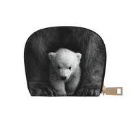 JEJEA Portafoglio porta carte di credito con stampa orso polare, piccolo portafoglio porta carte con cerniera, porta carte in pelle, bianco, Taglia unica