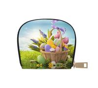 JEJEA Portafoglio porta carte di credito con stampa uova di Pasqua, piccolo portafoglio porta carte con cerniera, porta carte in pelle, bianco, Taglia unica