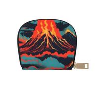 JEJEA Portafoglio porta carte di credito con stampa vulcano, piccolo portafoglio porta carte con cerniera, porta carte in pelle, bianco, Taglia unica