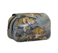 JEJEA Portapenne con stampa di pescatori lago pesca astuccio portapenne per matite trucco scatola organizer multiuso per Adluts, Nero , Taglia unica, Beauty case