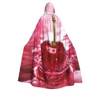 JEJEA Red Cherries Print Witch Wizard Mantello con cappuccio per adulti Halloween Party Cape, per strega, vampiro, costume cosplay