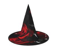 JEJEA Red Rose1 - Cappello da strega grande da donna, con stampa di rose rosse, cappello da strega, cappello da strega, cappello da strega, per Halloween, cosplay,