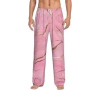 JEJEA Rosa Marmo Texture Stampa Pigiama Pantaloni Uomini, Flanella Pajama Pantaloni Pj Morbido Casual Pant Loungewear Per La Casa, Nero , 5XL