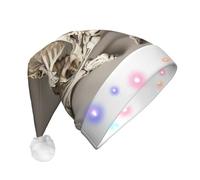 JEJEA Scheletri Yoga Stampa Cappello di Babbo Natale Adulto Led, Cappello di Natale Con Luci Per Le Donne E Gli Uomini Di Capodanno Forniture Del Partito
