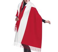 JEJEA Scialle con frange in finto cashmere con stampa bandiera danese, calda sciarpa invernale da donna, morbida e accogliente per il freddo