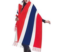 JEJEA Scialle con frange in finto cashmere con stampa bandiera norvegese, calda sciarpa invernale da donna, morbida e accogliente per il freddo