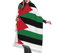 JEJEA Scialle con frange in finto cashmere con stampa bandiera palestinese, calda sciarpa invernale da donna, morbida e accogliente per il freddo