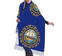 JEJEA Scialle con frange in finto cashmere con stampa della bandiera del New Hampshire, calda sciarpa invernale da donna, morbida e accogliente per il freddo