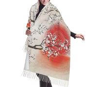 JEJEA Scialle con frange in finto cashmere con stampa riflettente sul sole, calda sciarpa invernale da donna, morbida e accogliente per la stagione fredda