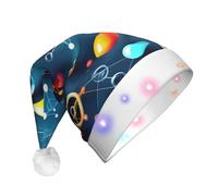 JEJEA Scienza Astratta Chimica Stampa Cappello di Babbo Natale Adulto Led, Cappello di Natale Con Luci Per Donne E Uomini Rifornimenti Del Partito di Capodanno