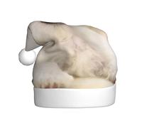 JEJEA Simpatico cucciolo maltese stampa Gorros De Navidad Para Adultos, cappelli di Babbo Natale per divertenti cappelli di Natale, per feste di Natale