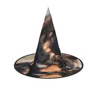JEJEA Simpatico pastore tedesco cucciolo stampa donna grande cappello strega strega cappello strega cappelli streghe cappelli Halloween Cosplay partito accessorio