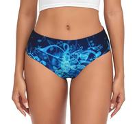 JEJEA Slip da donna blu con stampa note musicali, biancheria intima a vita alta, mutandine a copertura completa per le donne, biancheria intima elasticizzata, Nero , L
