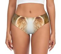 JEJEA Slip da donna con stampa di ali d'angelo, biancheria intima a vita alta, mutandine a copertura completa per le donne, biancheria intima elasticizzata, Nero , L