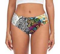 JEJEA Slip da donna con stampa di vantaggio del cervello sinistro e destro, biancheria intima a vita alta, mutandine a copertura completa per le donne, biancheria intima elasticizzata, Nero , 3XL