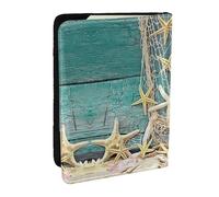 JEJEA Starfish Seashell Beach Print Travel Organizer Porta carte di credito passaporto BookPassport Holder Cover Portafoglio per Viaggiare, Nero , Taglia unica