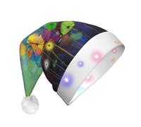 JEJEA Stile astratto Fiori Colorati Stampa Cappello di Santa Adulto Led, Cappello di Natale Con Luci Per Le Donne E Gli Uomini Di Capodanno Forniture Del Part