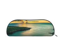 JEJEA Sunrise Over Hanauma Bay Oahu Hawaii - Astuccio in pelle con cerniera, astuccio per matite, astuccio per matite, astuccio per matite, astuccio per trucchi e cosmetici, Argento, One Size, Beauty