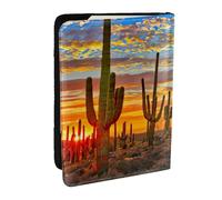 JEJEA Sunset Cactus in Desert Print Travel Organizer Porta carte di credito passaporto BookPassport Holder Cover Portafoglio per Viaggi, Nero , Taglia unica