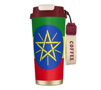 JEJEA Tazze isolate in acciaio inox con stampa bandiera dell'Etiopia, tazze da caffè a doppia parete, tazza da viaggio per casa e ufficio