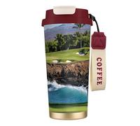 JEJEA Tazze isolate in acciaio inox con stampa del campo da golf sulla spiaggia delle Hawaii, tazze da caffè a doppia parete, tazza da viaggio per casa e ufficio