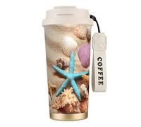 JEJEA Tazze isolate in acciaio inox con stampa di conchiglie sulla spiaggia, tazze da caffè a doppia parete, tazza da viaggio per casa e ufficio