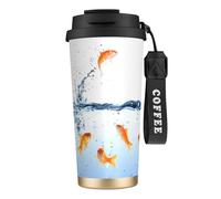 JEJEA Tazze isolate in acciaio inox con stampa di pesce nell'acqua, tazze da caffè a doppia parete, tazza da viaggio per casa e ufficio