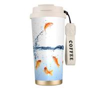 JEJEA Tazze isolate in acciaio inox con stampa di pesce nell'acqua, tazze da caffè a doppia parete, tazza da viaggio per casa e ufficio