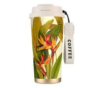 JEJEA Tazze isolate in acciaio inox con stampa di uccelli tropicali del paradiso, tazze da caffè a doppia parete, tazza da viaggio per casa e ufficio