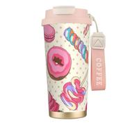 JEJEA Tazze termiche colorate in acciaio inox con stampa dolce lecca-lecca cupcake ciambella, tazze da caffè a doppia parete, tazza da viaggio per casa e ufficio