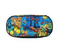 JEJEA The Underwater World - Astuccio grande con stampa di pesci tropicali, grande capacità, ad alta capacità, organizer, Nero , Taglia unica, Organizer per borse