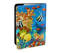 JEJEA The Underwater World - Organizer da viaggio con stampa di pesci tropicali, porta carte di credito, passaporto, passaporto, portafoglio per viaggi, Nero , Taglia unica