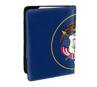 JEJEA Utah Bandiera Stampa Travel Organizer Porta Carte di Credito Caso Passaporto BookPassport Holder Cover Portafoglio forTraveling, Nero , Taglia unica