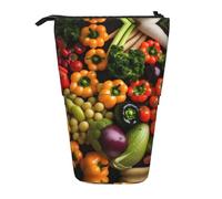 JEJEA Varietà Verdure Fresche Frutta Stampa Multifunzionale Telescopico Matita Caso Carino Cancelleria Penna Caso, Nero , Taglia unica, Organizer per borse
