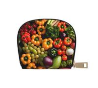 JEJEA Varietà verdure fresche frutta stampa porta carte di credito, piccolo portafoglio porta carte con cerniera, porta carte in pelle, bianco, Taglia unica
