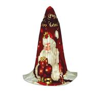 JEJEA Vestaglia con cappuccio con stampa di Babbo Natale per Halloween, cosplay, feste di Natale, mantello medievale rinascimentale